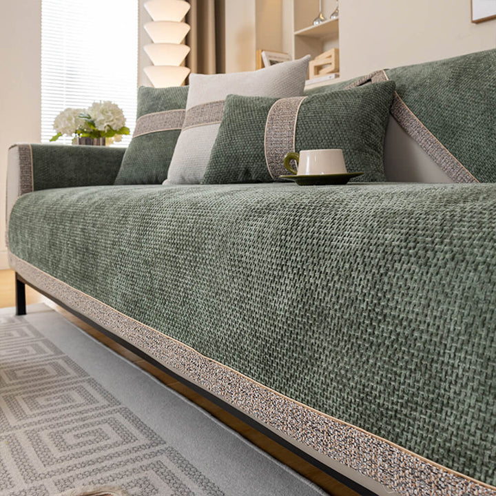 Comfortabele en moderne universele bankovertrek van zachte, wasbare stof, perfecte decoratie voor de woonkamer.
