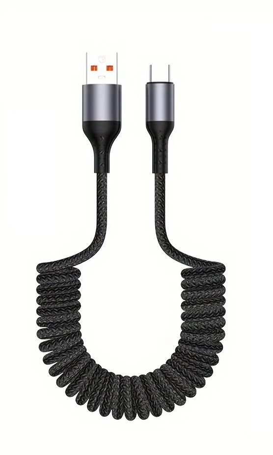 Verpakking van de universele 100W USB-C veer oplaadkabel voor snelladen.