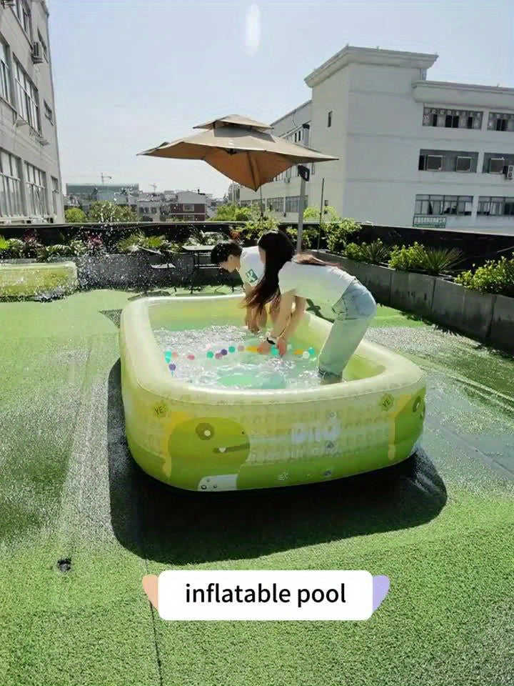 Groot dino opblaaszwembad voor eindeloos zomerplezier. Ideaal familiezwembad met speels design voor de tuin.