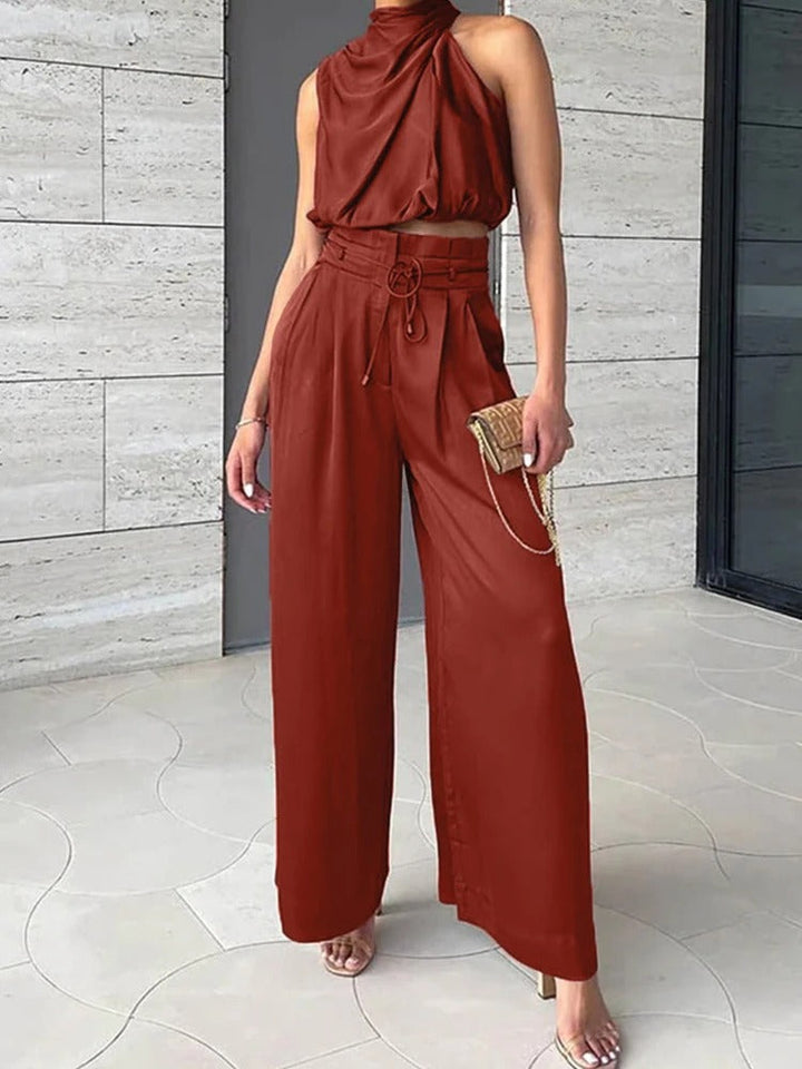 Trendy dames loungewear set Nora, tweedelig en comfortabel, perfect voor een stijlvolle zomerlook.