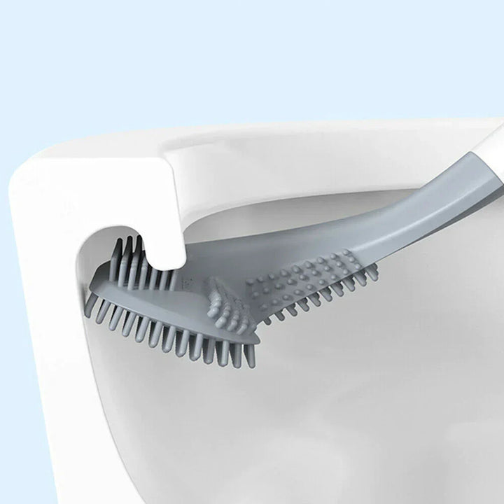 Hygiënische SmartBrush toiletborstel van siliconen, ideaal voor boorvrije wandmontage in uw moderne badkamer.