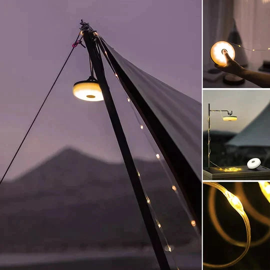 Waterdichte LED sfeerverlichting voor buiten, oprolbaar, oplaadbaar en met powerbank.