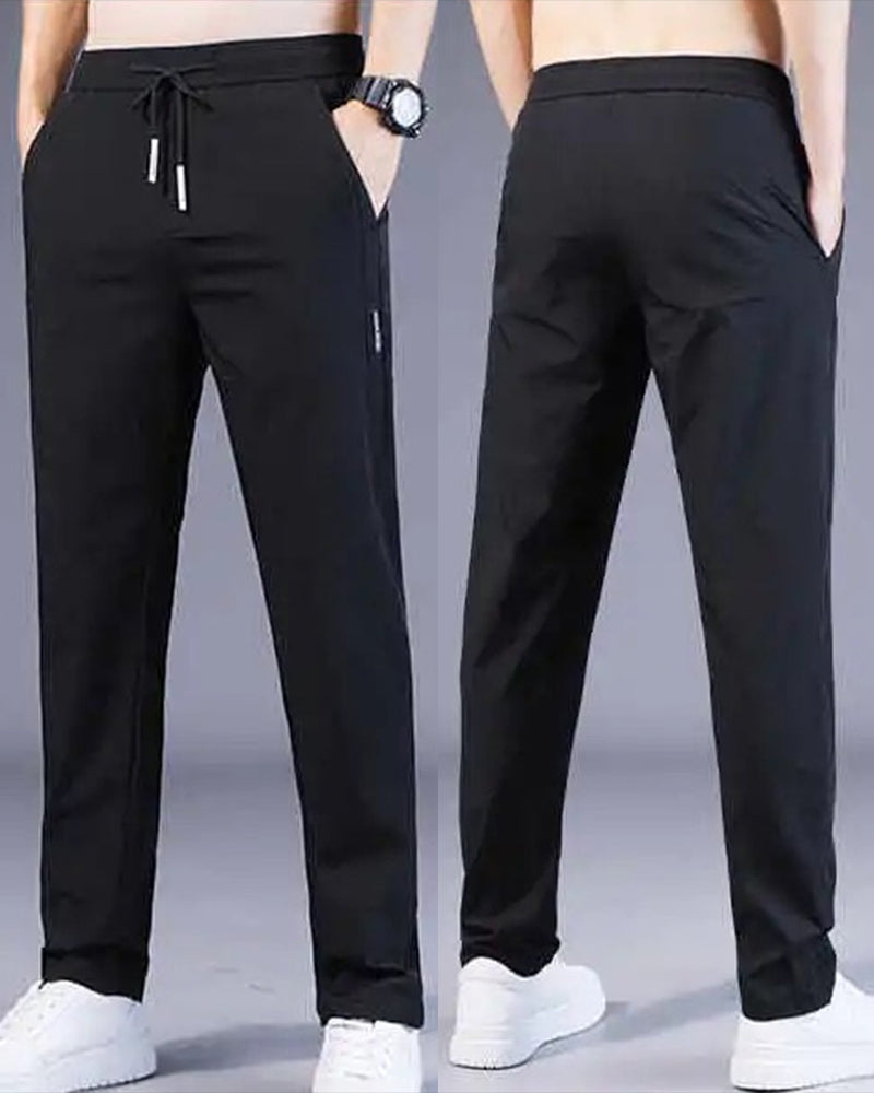 Grijze AeroFlex casual herenbroek, stretch en sneldrogend, comfortabel voor outdoor avonturen en dagelijks gebruik.