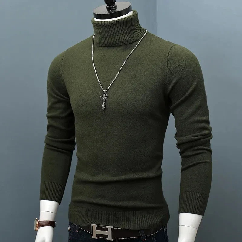 Comfortabele en stijlvolle slim-fit coltrui voor heren, de perfecte wintertrui.
