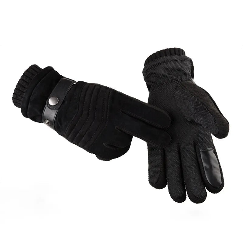 Zwarte heren winterhandschoenen, ademend polyester, met touchscreen functionaliteit. Houd je handen warm buiten.