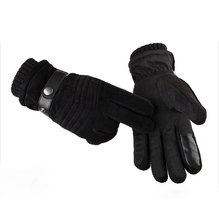 Zwarte heren winterhandschoenen, ademend polyester, met touchscreen functionaliteit. Houd je handen warm buiten.