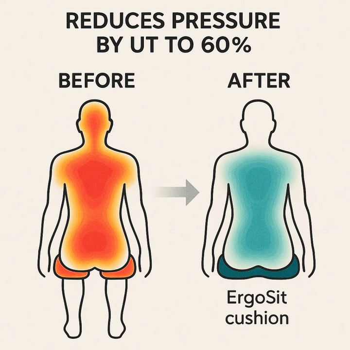ErgoSit zitkussen voor rugondersteuning, perfect tegen coccyxpijn.