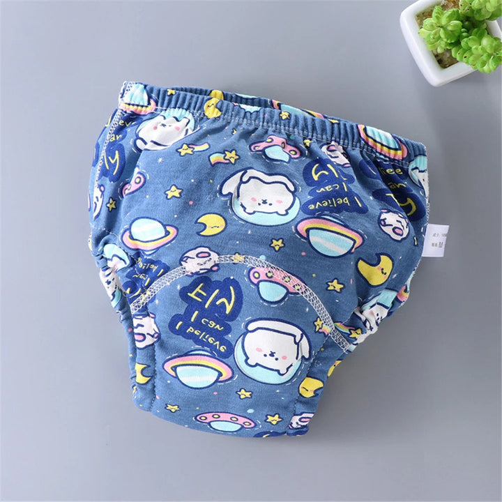 Katoenen baby luierbroek met 6 lagen absorptie, milieuvriendelijk en comfortabel.