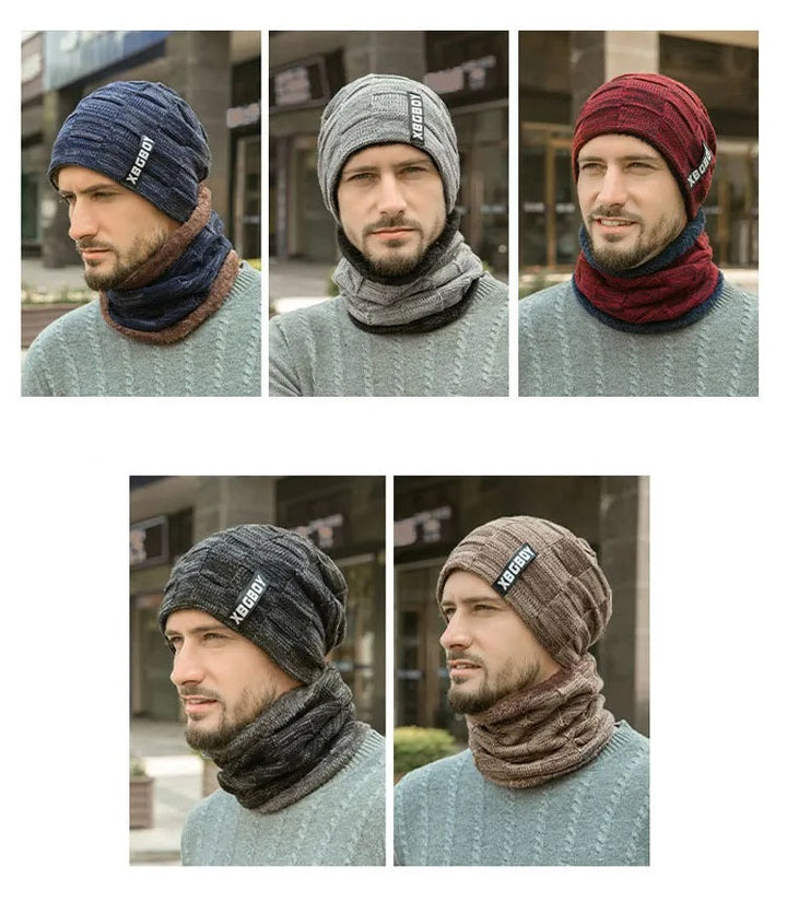 Comfortabele katoenen winterset: warme muts en zachte sjaal. Duurzaam & stijlvol.