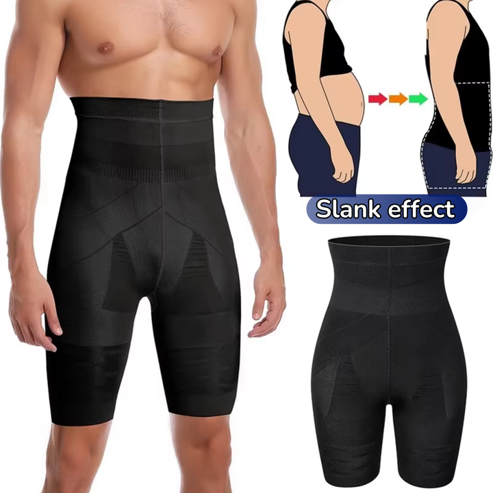 Comfortabele zwarte heren compressiebroek voor sport. Verbetert houding en biedt effectieve bovenbeenondersteuning.
