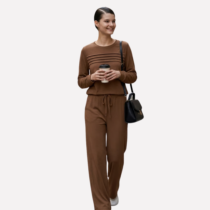 Dames comfortabele twee-delige lounge set met hoge hals; ideaal voor ontspanning en vrije tijd, all-season.