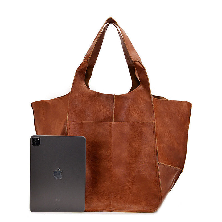Dagelijkse dames tas, modieuze oversized schoudertas met vintage flair.