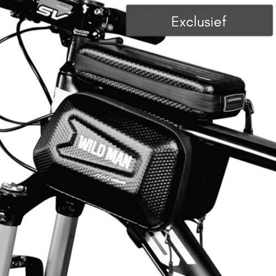 Universele pasvorm van deze frametas fiets met telefoonhouder, geschikt voor diverse fietsmodellen en merken.