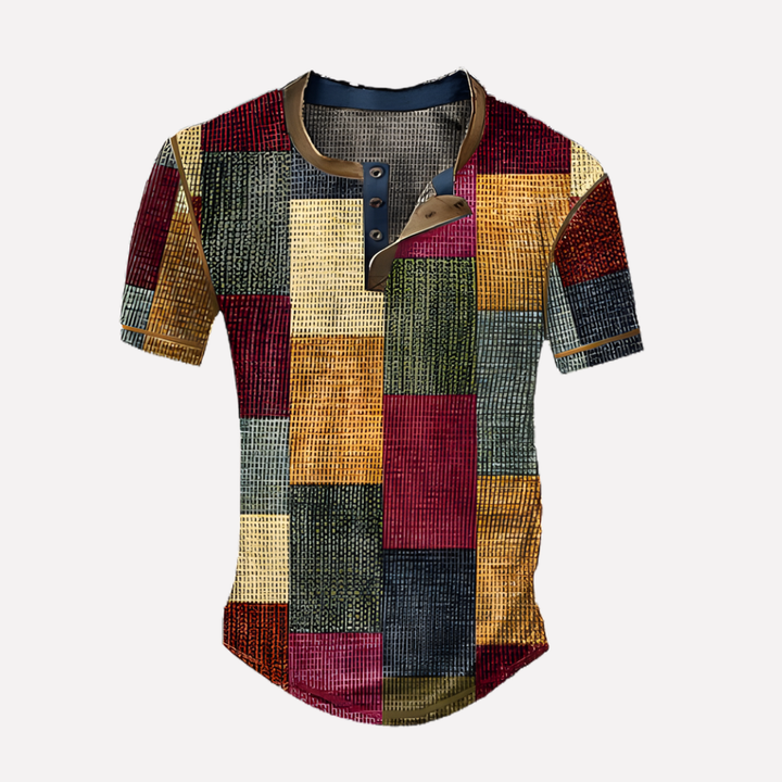 Stijlvolle mannen mode: wafel breisel T-shirt, ronde hals, casual en chic.