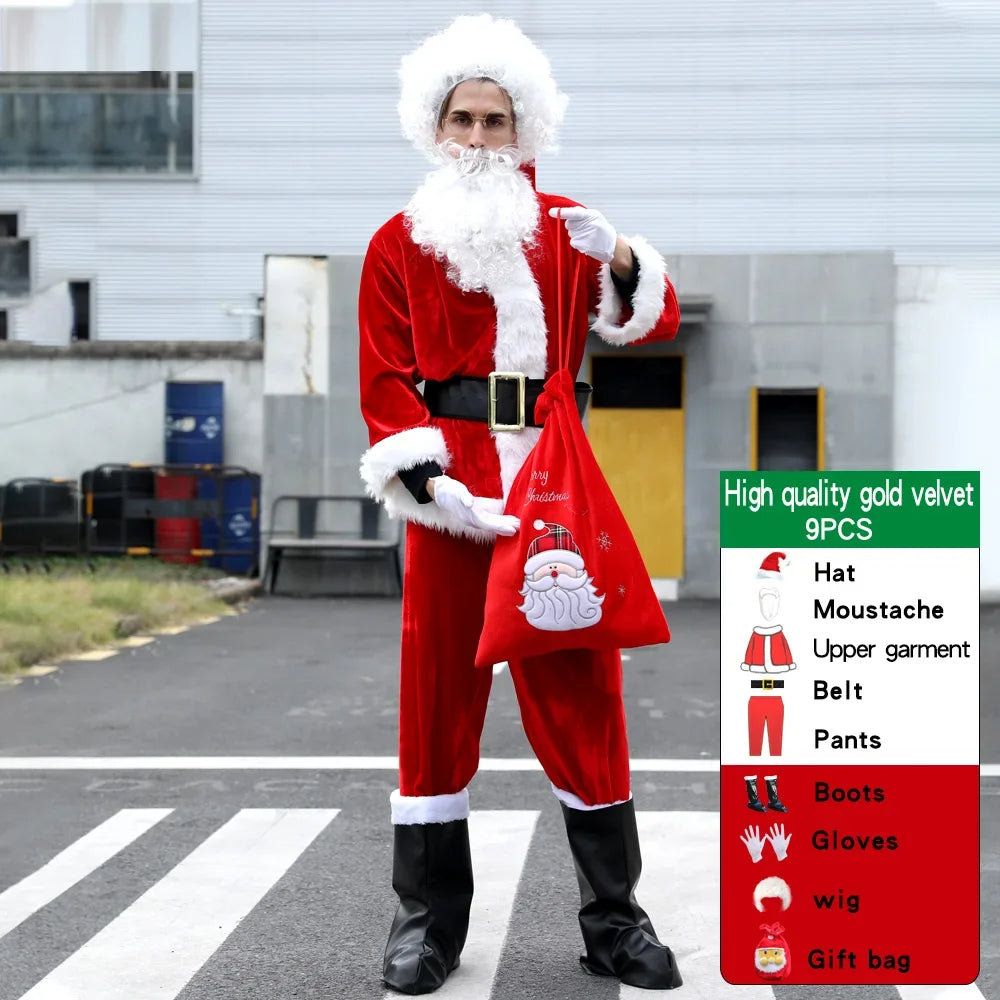 Heren Kerstman cosplay kostuum voor authentieke kerst beleving en feestkleding; perfecte december outfit.