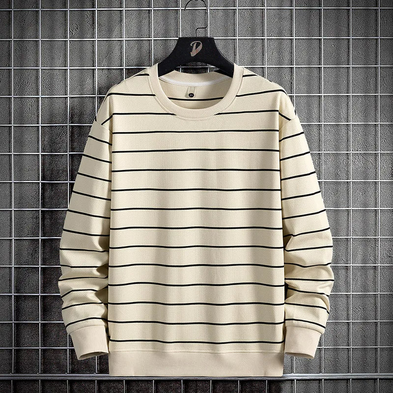 Veelzijdige gestreepte heren trui, comfortabel sweatshirt voor casual kleding. Ook in grote maten verkrijgbaar.