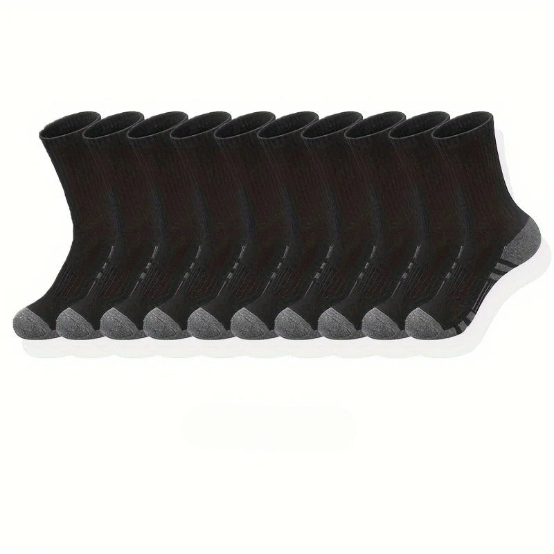 Voordeelpak 10 paar comfortabele antislip herensokken van ademend polyester, ideaal voor sport en dagelijks gebruik.