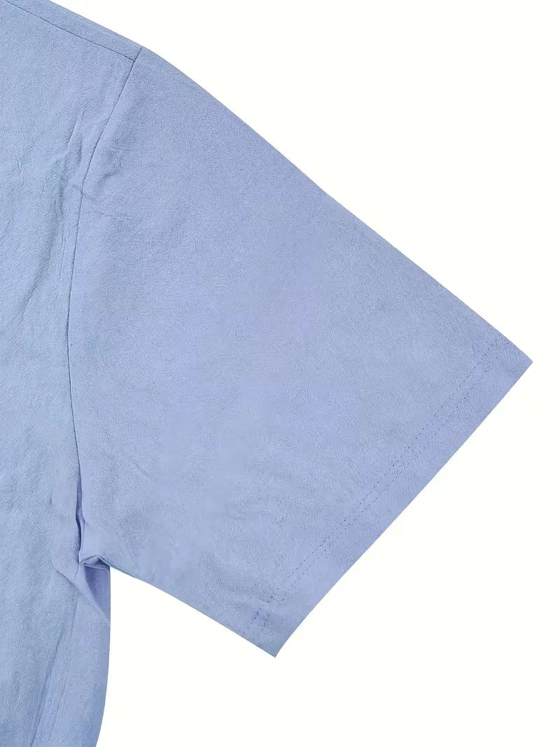 Zomers heren overhemd met borstzak, linnenlook, ideaal voor warme avonden.