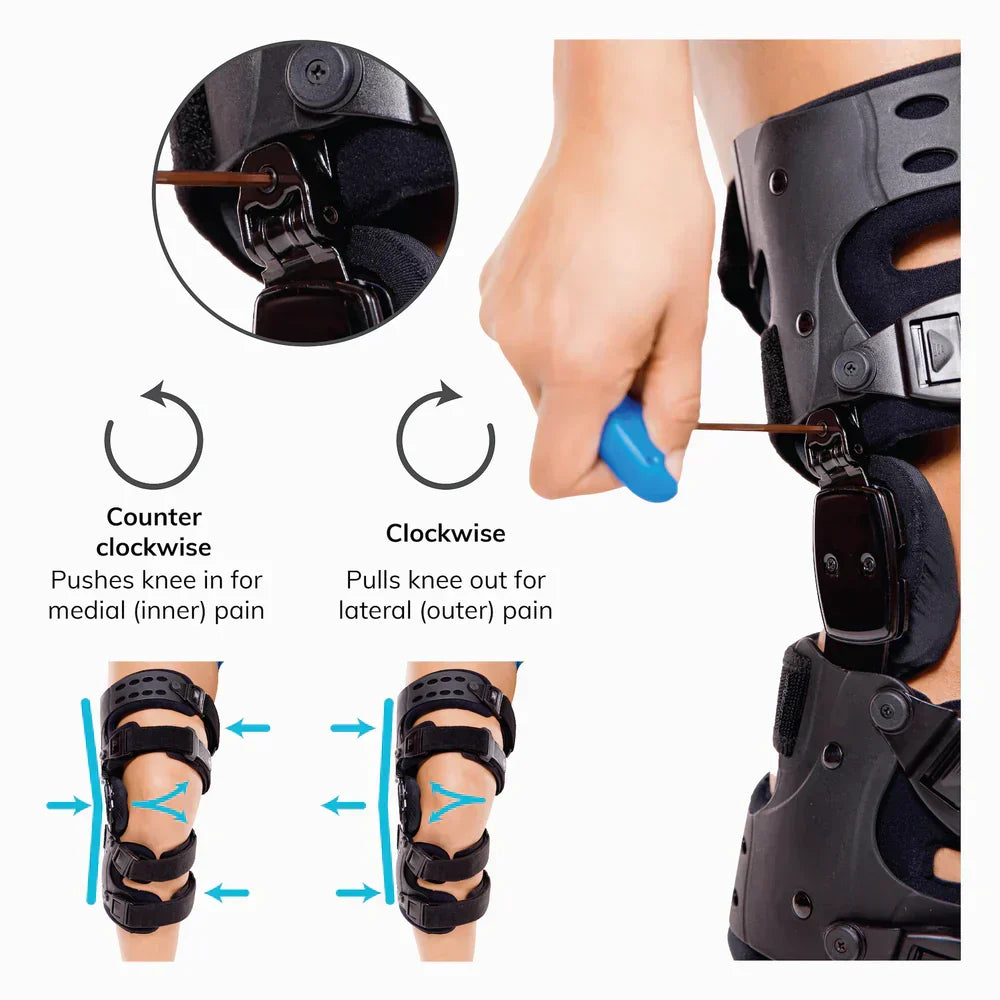 Kniebandage voor artrose, unisex. Biedt ontlasting bij mediaal en lateraal OA kniepijn en verbetert mobiliteit.