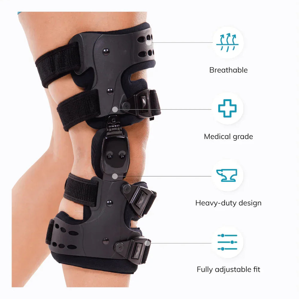 Kniebandage speciaal voor OA artrose, biedt effectieve mediaal & lateraal pijnontlasting voor de knie.
