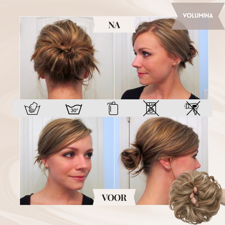 Haaraccessoire: Dames haarknot blond, synthetisch haar voor snel volume.