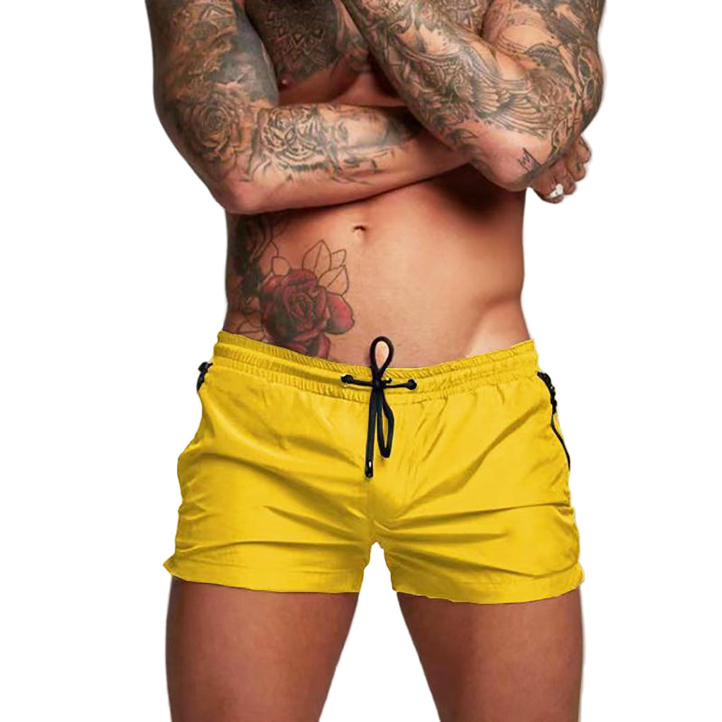 Elastische tailleband van de heren zwemshorts, biedt comfort en bewegingsvrijheid tijdens het zwemmen.