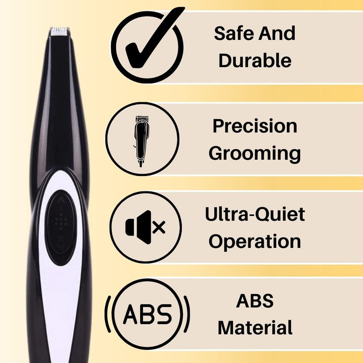 PerfectTrim stille precisietrimmer in actie, zachtjes vacht van hond trimmen zonder stress.