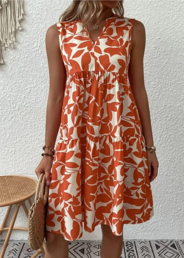 Nieuwe collectie: Dames zomerjurk met V-hals, modieus, comfortabel en elegant voor de zomer.