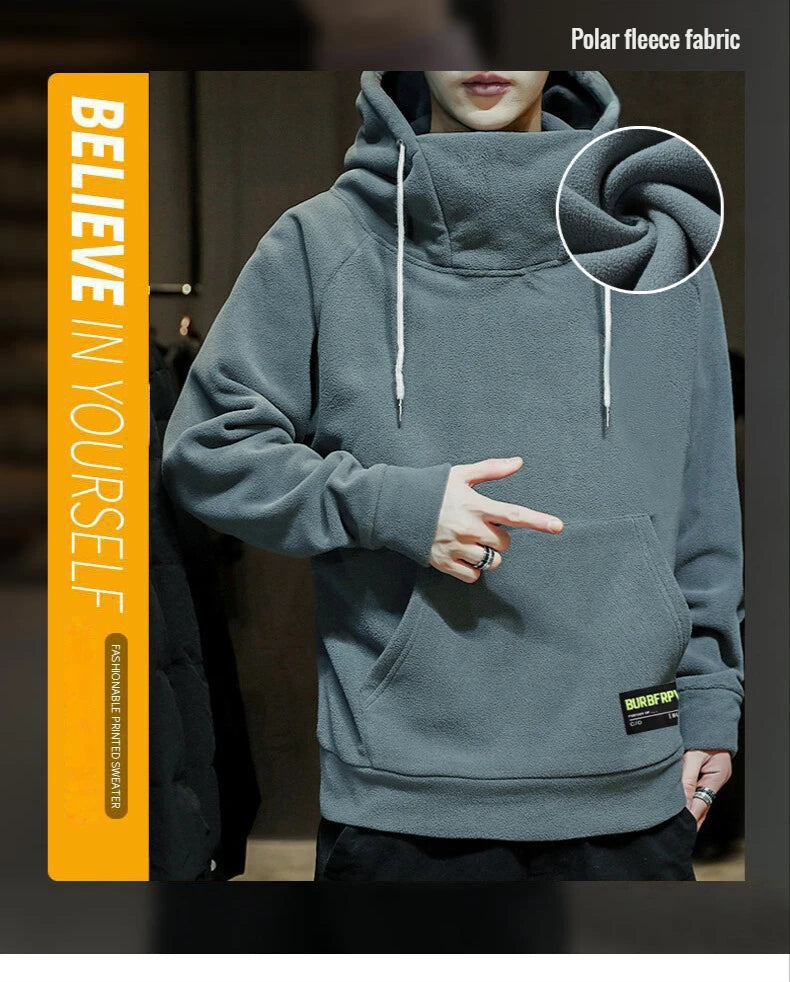Warme heren trui: oversized hoodie, zachte stof, perfecte casual wintermode.