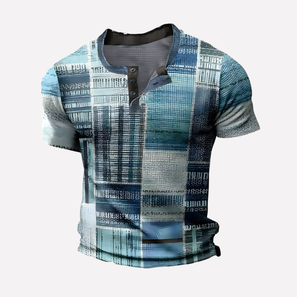 Heren top met wafel breisel en ademende stof, ideaal voor casual gebruik.