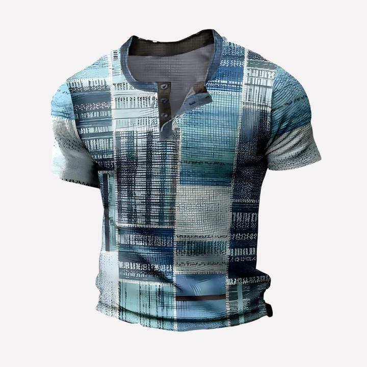 Heren top met wafel breisel en ademende stof, ideaal voor casual gebruik.
