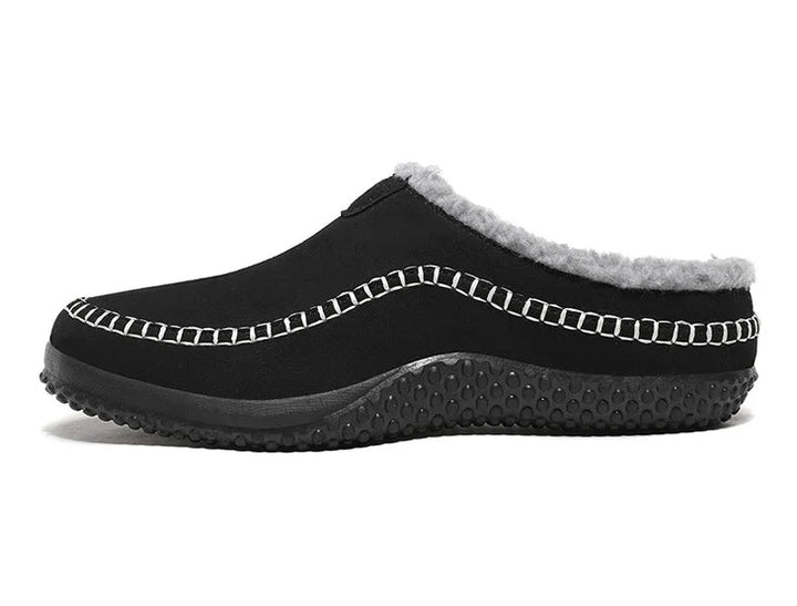 Elegante heren winterpantoffels; zacht aanvoelend en met antislip buitenzool.