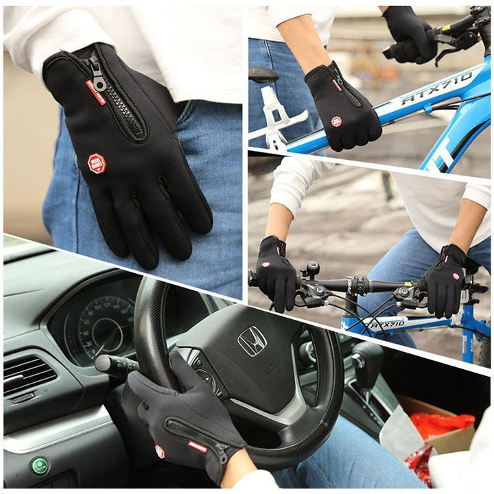 Man gebruikt smartphone met touchscreen heren thermische handschoenen; blijf warm en verbonden.