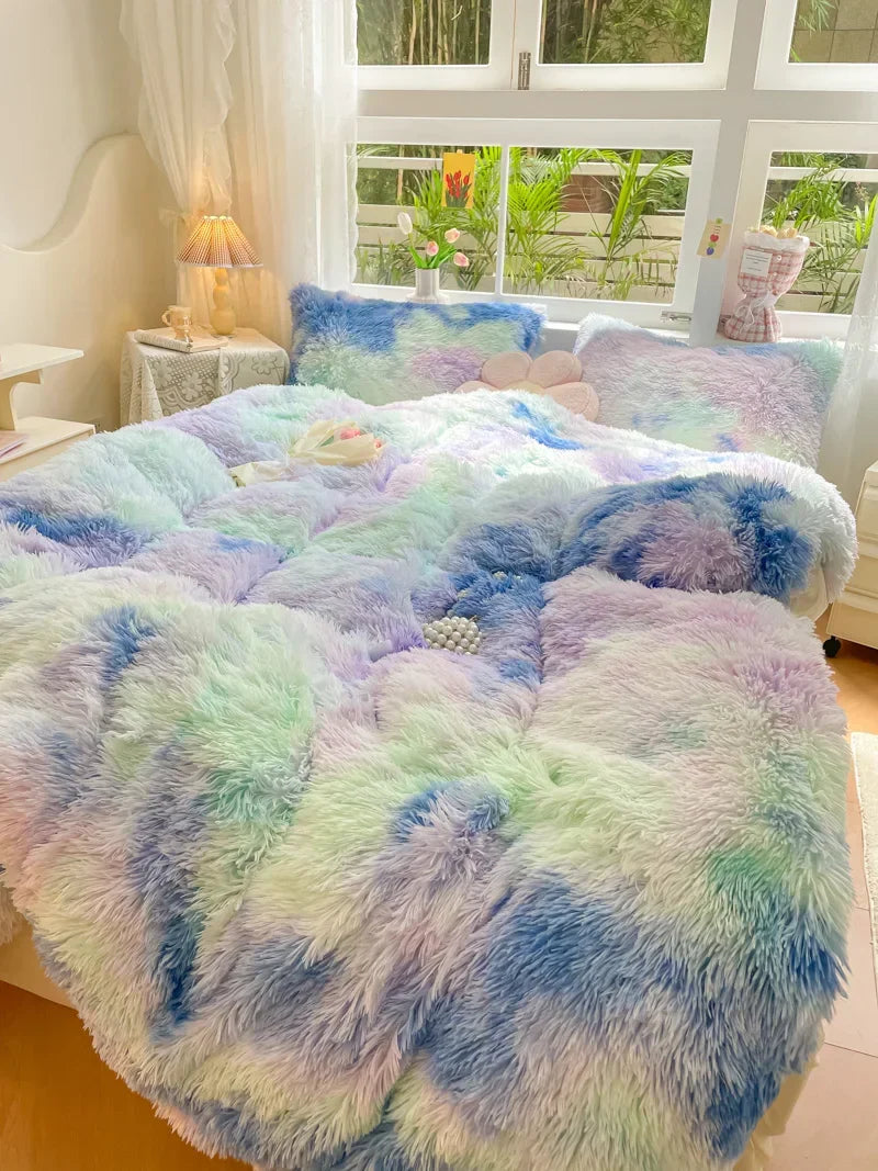 Knus slaapcomfort met dit warme, zachte dekbedovertrek in prachtige snoepkleuren.