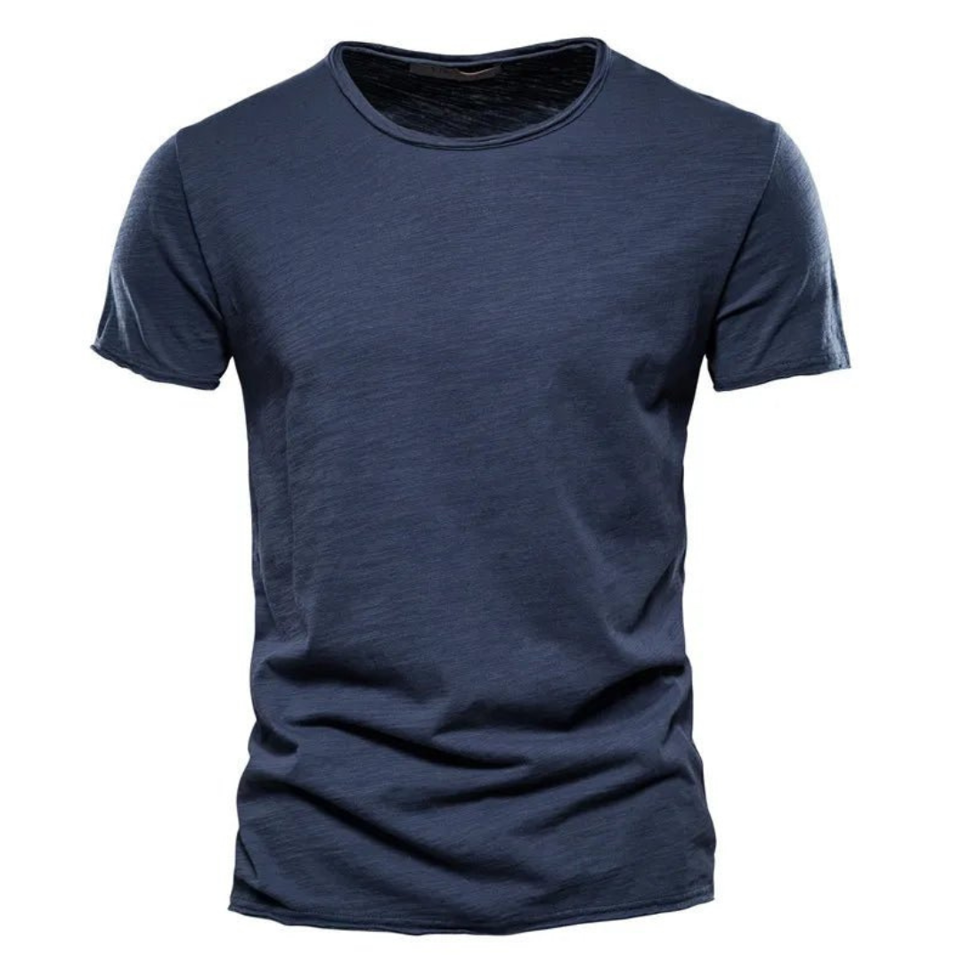 Comfortabel heren t-shirt met ronde hals, ideaal voor een relaxte zomerdag of casual kleding.