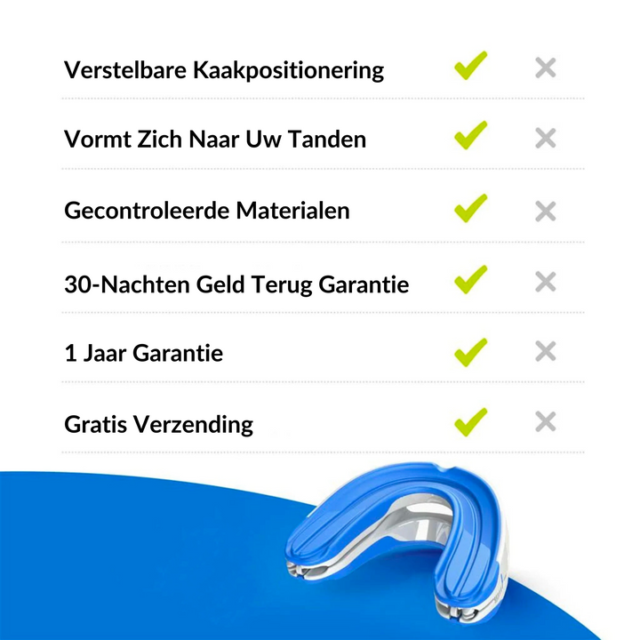 Snurkbeugel ontworpen voor diepe, rustige nachten zonder onderbrekingen, voor optimaal slaapcomfort.