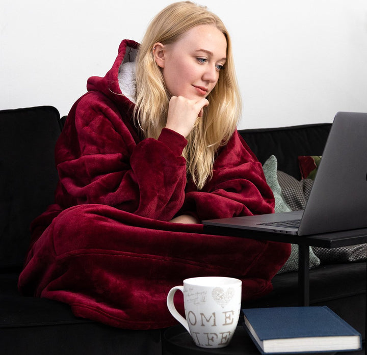 Pluche hoodie dekenjas in één maat, geschikt als warm cadeau voor hem of haar.