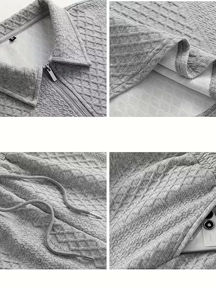 Modieuze heren zomer set: poloshirt met rits & shorts. Casual, comfortabel en perfect voor modeheren.