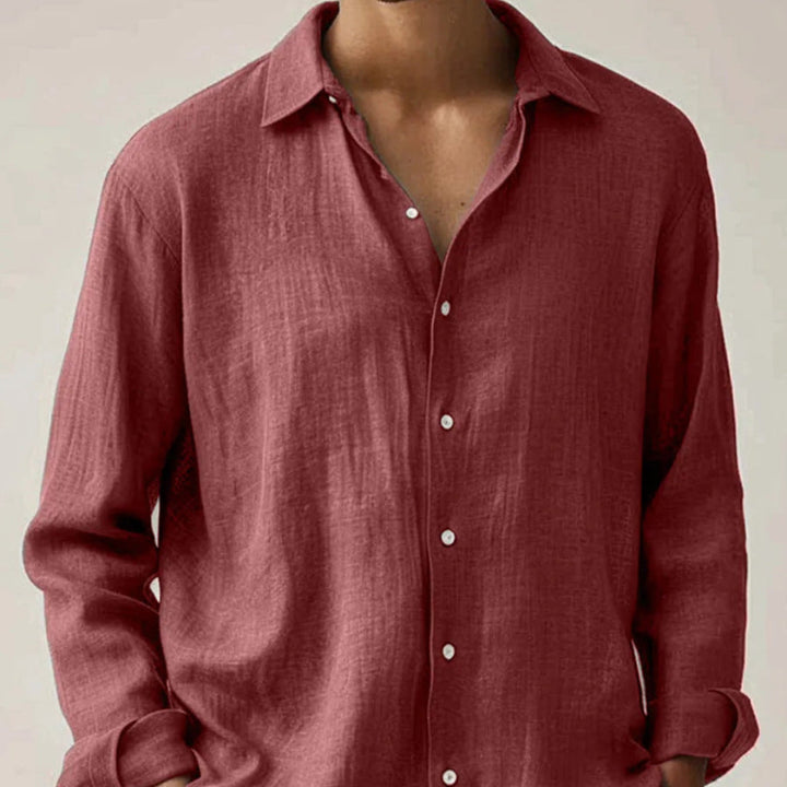 Comfortabel heren overhemd met lange mouwen, vintage stijl, geschikt voor casual en lente/zomer kleding.