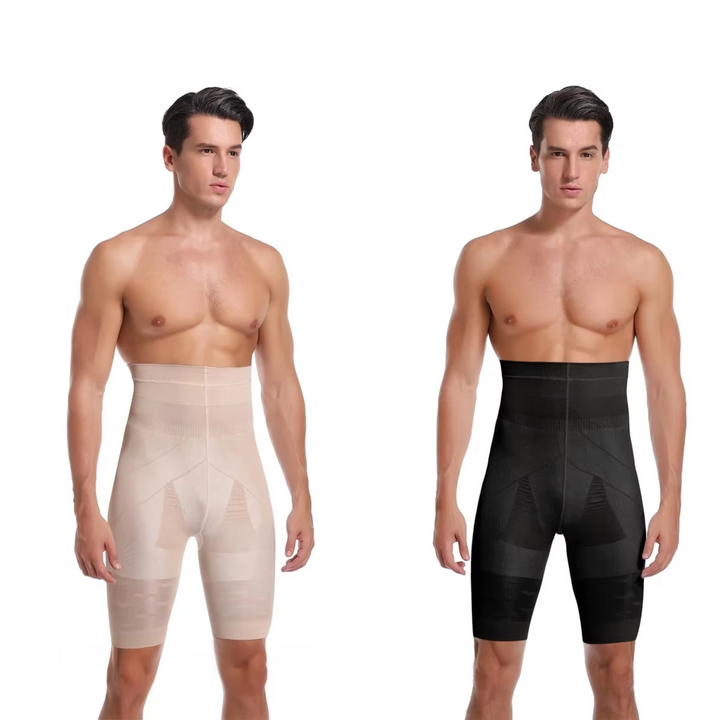 Zwarte heren compressiebroek. Draag het als sportkleding of voor dagelijkse ondersteuning van middel en bovenbenen.