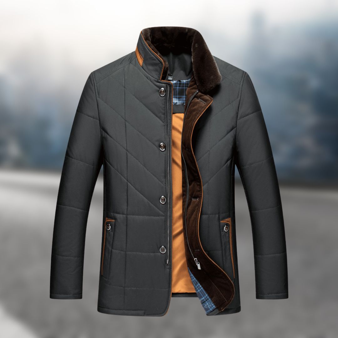 Stijlvol heren gewatteerd fleecejack in zwart. Waterdichte lentejas, ideaal voor casual gebruik.