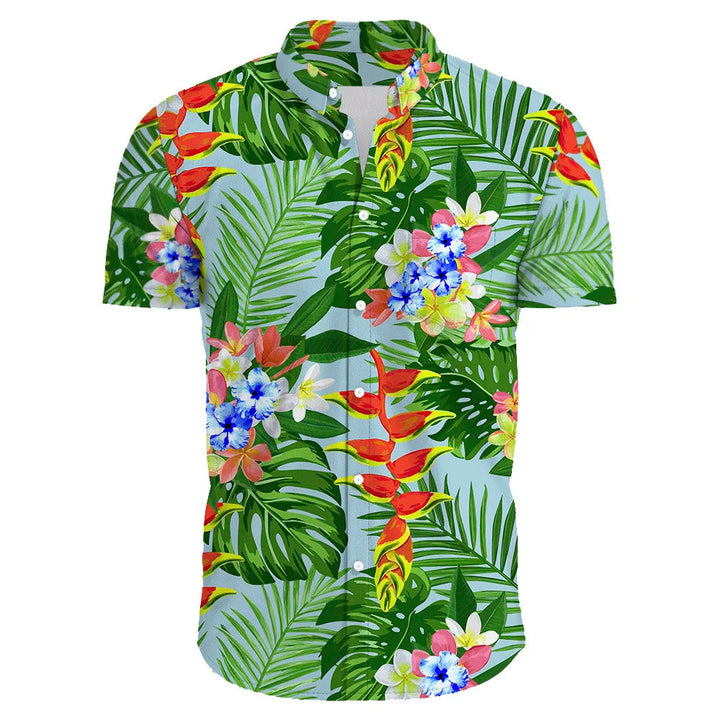 Zomers heren shirt met korte mouwen, trendy bloemenprint, perfect als Hawaiiaans overhemd.