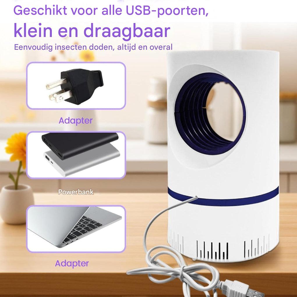 Compacte UV-insectenval, veilig en chemicaliënvrij, ideaal voor ongediertebestrijding binnen en buiten.