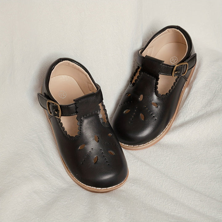Platte meisjes schoenen met verstelbare gesp, vintage design en anti-slip, perfect voor casual kinderschoenen.