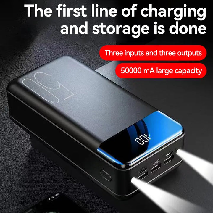 Reis gadget: 50.000mAh noodstroom power bank voor snel opladen van al je apparaten.