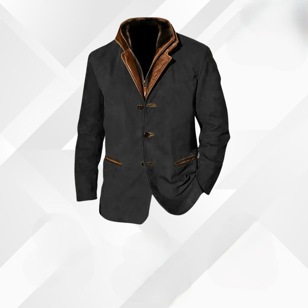 Heren elegant herfstjasje Leandro, grijs, getailleerd, op een model, voor een formele look.