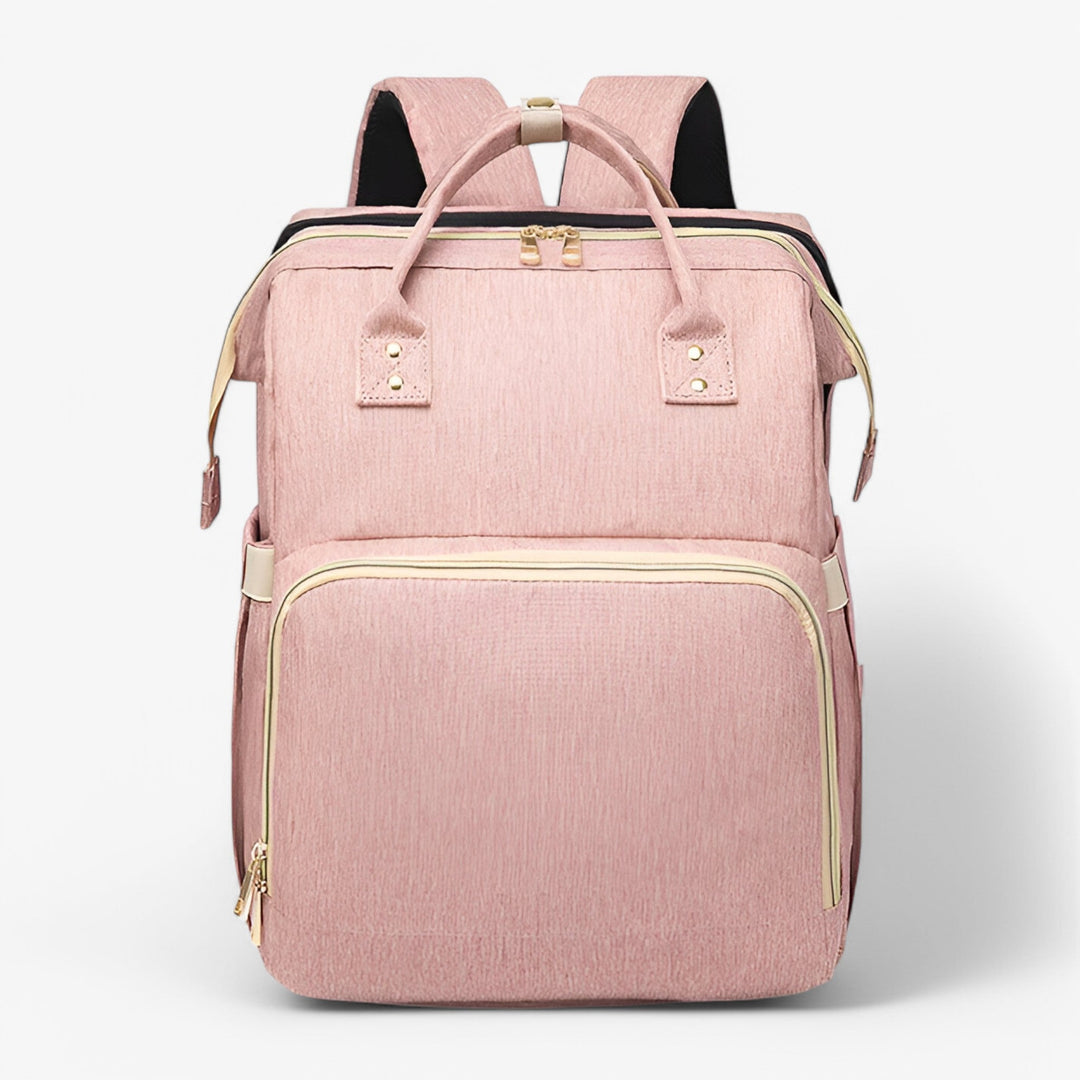 Slimme Noëlle babytas: draagbare luiertas en comfortabel uitschuifbaar babybedje.