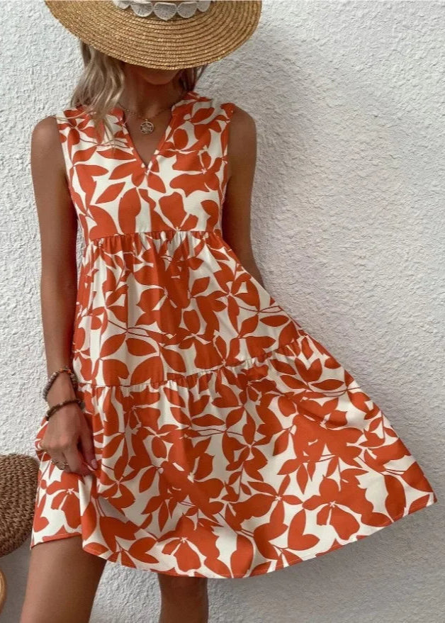 Dames zomerjurk met V-hals, comfortabel en stijlvol. Perfect voor casual en elegante zomerdagen.