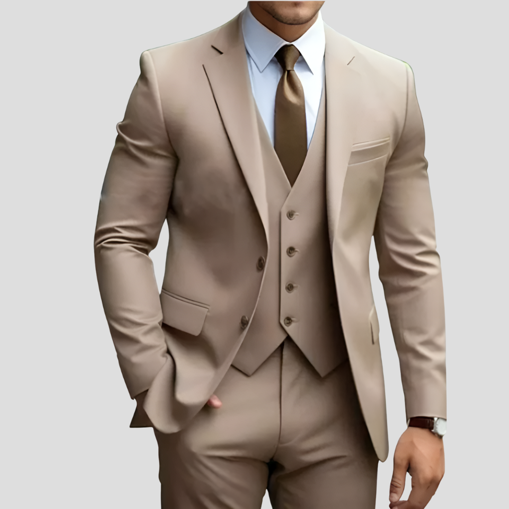 Klassiek driedelig herenpak, slimfit en formeel, voor een tijdloze look. Perfect als mannenmode en avondkleding.