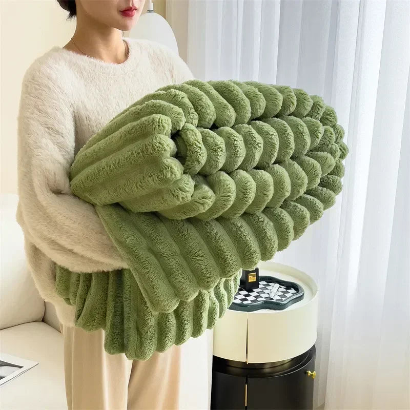 Pluche slaapkamerdeken voor extra warmte en comfort, creëert een knusse en ontspannen sfeer.